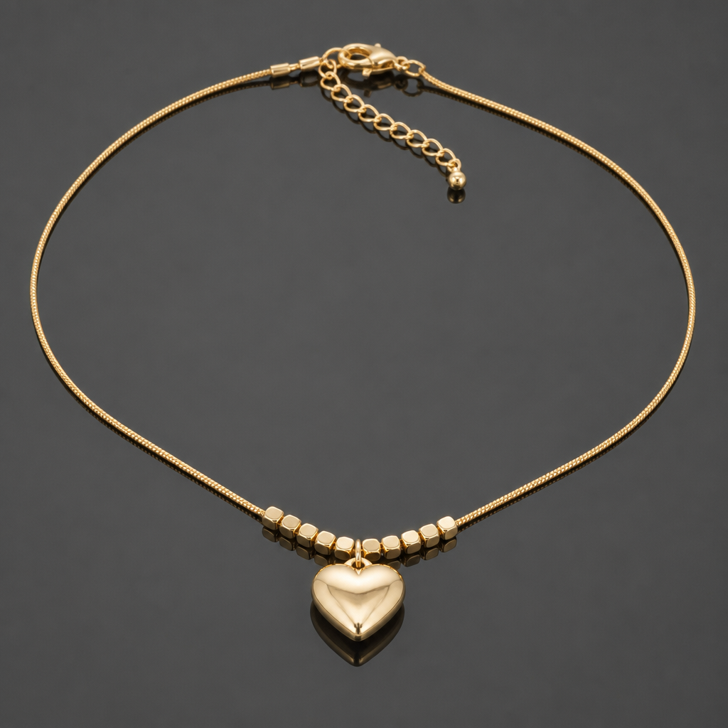 Puffed Heart Pendant Necklace