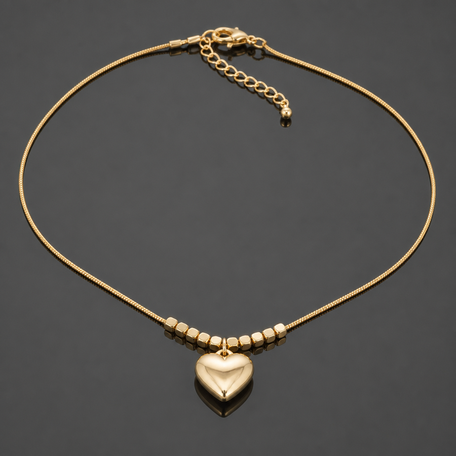 Puffed Heart Pendant Necklace