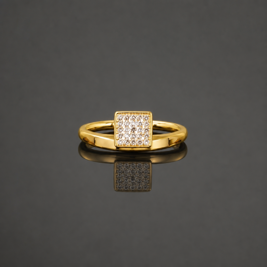 Square Pave Crystal Ring