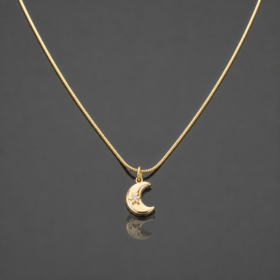 Crescent Moon Star Necklace