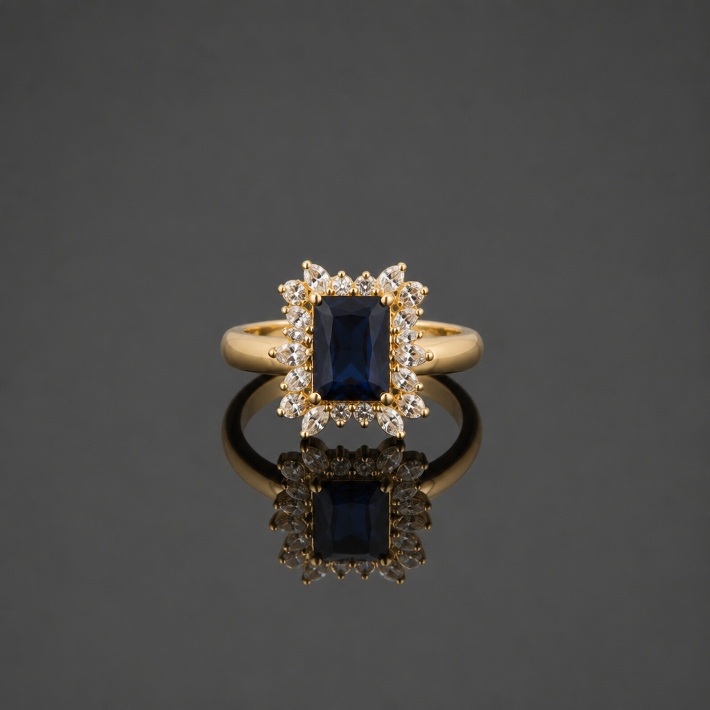 Blue Stone Halo Ring