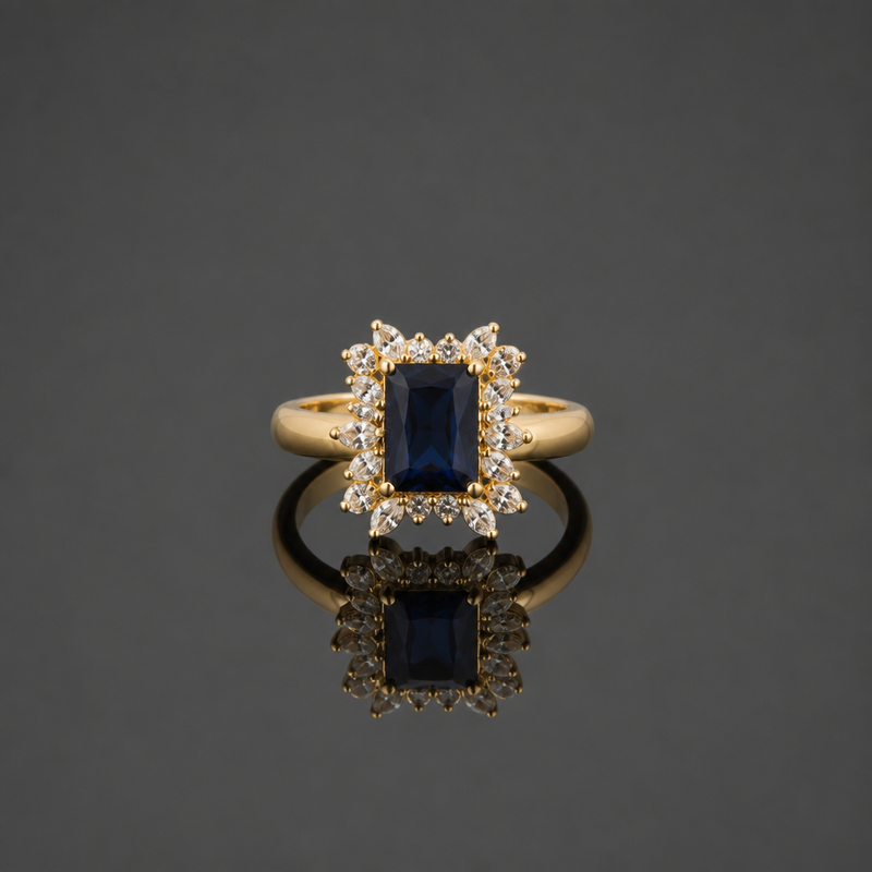 Blue Stone Halo Ring