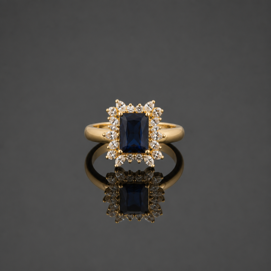 Blue Stone Halo Ring
