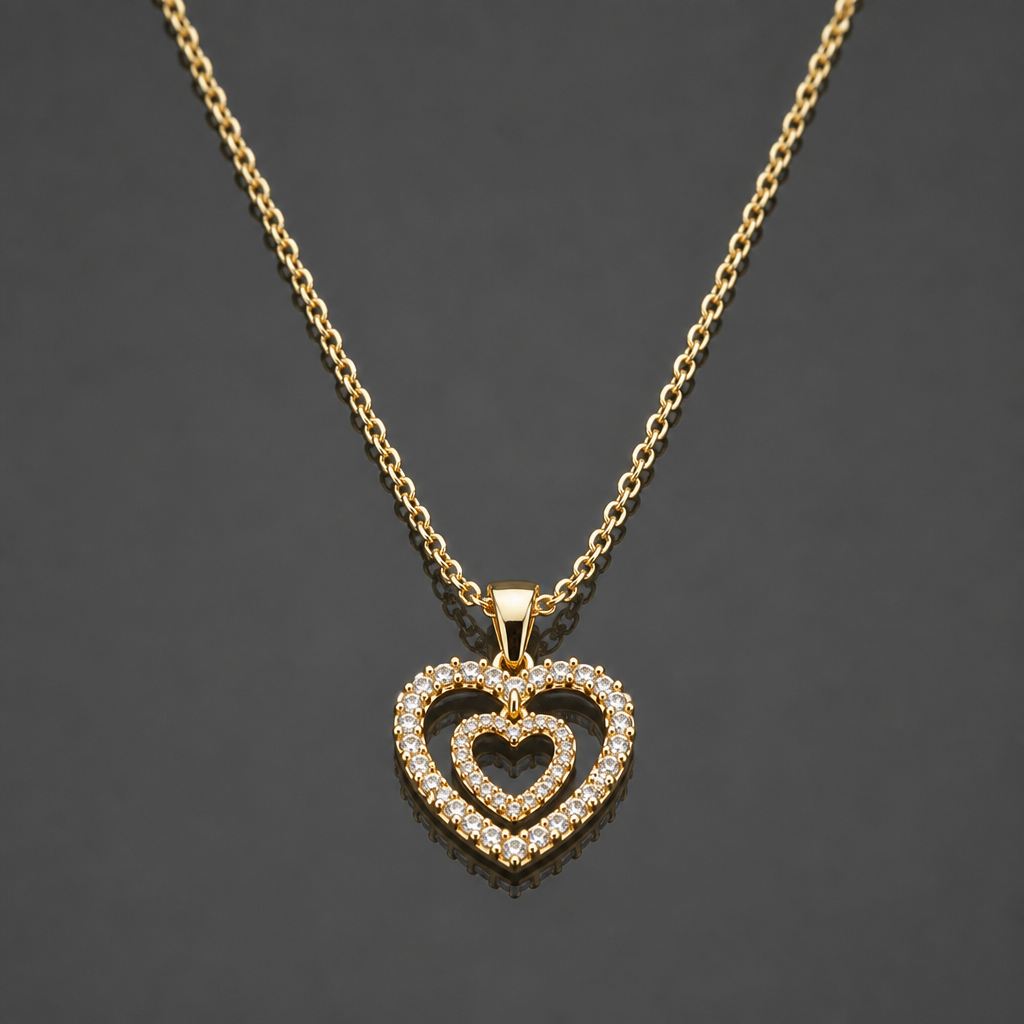 Double Heart Crystal Necklace