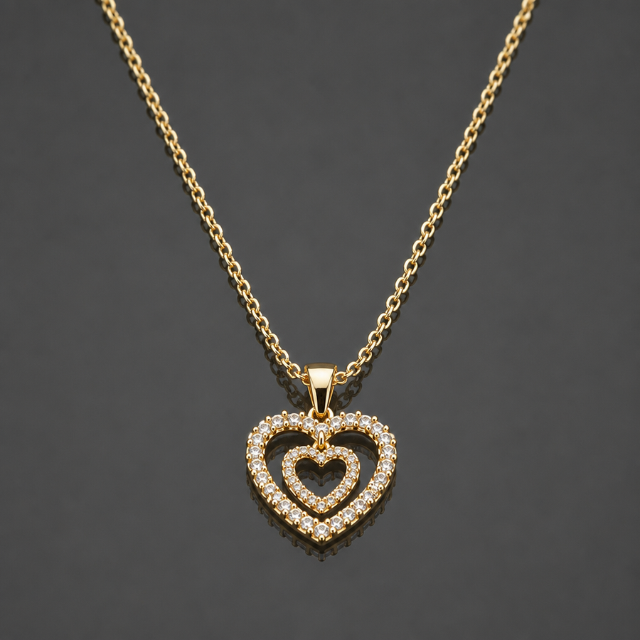 Double Heart Crystal Necklace