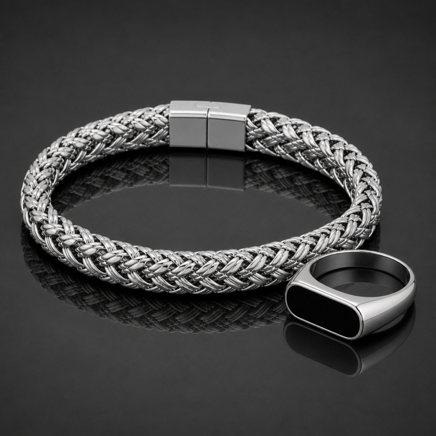 Silver Woven Bracelet + FREE Ring